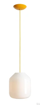 Lampa wisząca Flask L Szklana Mleczna z Żółtym Przewodem