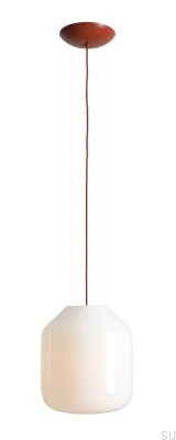 Lampa wisząca Flask L Szklana Mleczna z Terakotowym Przewodem