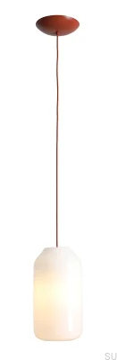 Lampa wisząca Flask M Szklana Mleczna z Terakotowym Przewodem