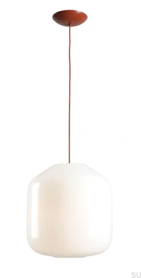 Lampa wisząca Flask XL Szklana Mleczna z Terakotowym Przewodem