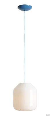 Lampa wisząca Flask L Szklana Mleczna z Szafirowym Przewodem