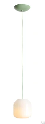 Lampa wisząca Flask S Szklana Mleczna z Szałwiowym Przewodem