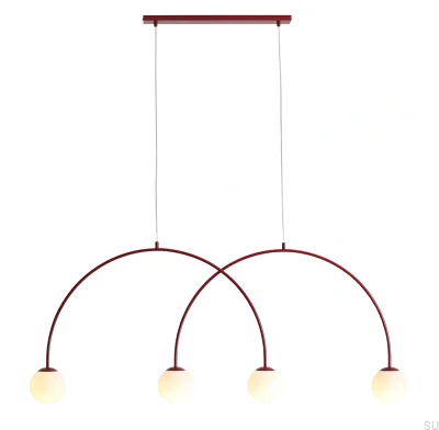 Lampa wisząca Una 4 L Metalowa Bordowa
