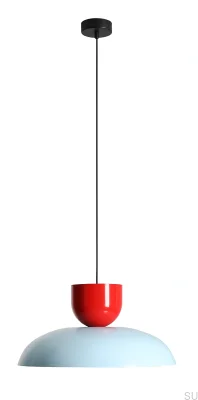 Lampa wisząca Ella Dark Metalowa Błękitna z Czerwonym