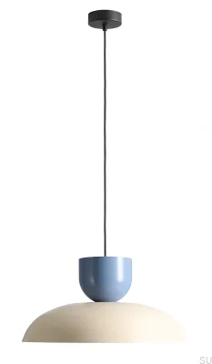 Lampa wisząca Ella Dark Metalowa Kremowa z Niebieskim