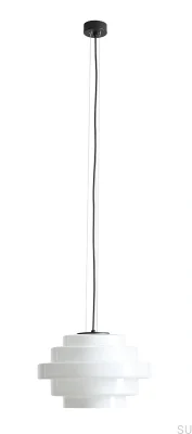 Lampa wisząca Filo Metalowa Czarna z Mlecznym Kloszem (fi 28)