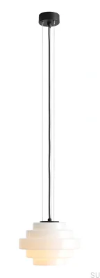 Lampa wisząca Filo Metalowa Czarna z Mlecznym Kloszem (fi 22)