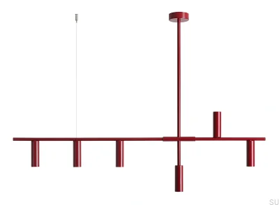 Lampa wisząca Trevo 6 Metalowa Bordowa