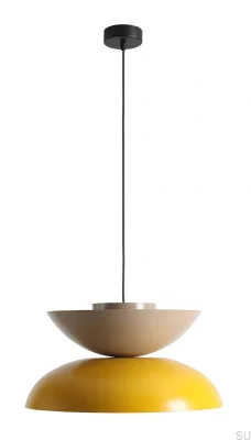 Lampa wisząca Millo Dark Metalowa Musztardowa z Beżowym