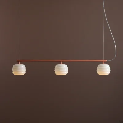 Lampa wisząca Puff 3 Metalowa Koralowa z Mlecznymi Kloszami
