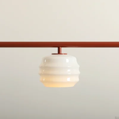 Lampa wisząca Puff 3 Metalowa Terakotowa z Mlecznymi Kloszami