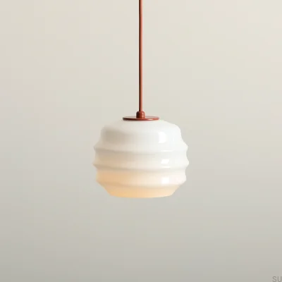 Lampa wisząca Puff Metalowa Terakotowa z Mlecznym Kloszem