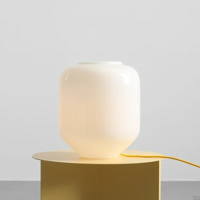 Lampka stołowa Flask L Szklana Mleczna z Żółtym Przewodem
