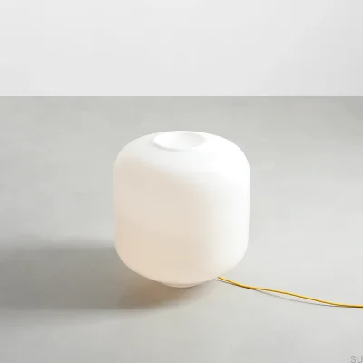 Lampa podłogowa Flask XL Szklana Mleczna z Żółtym Przewodem