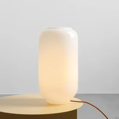 Lampka stołowa Flask M Szklana Mleczna z Terakotowym Przewodem