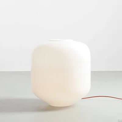 Lampa podłogowa Flask XL Szklana Mleczna z Terakotowym Przewodem