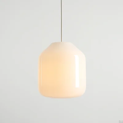 Lampa wisząca Flask L Szklana Mleczna z Kremowym Przewodem