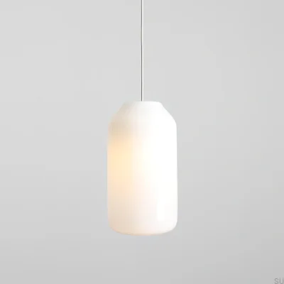 Lampa wisząca Flask M Szklana Mleczna z Kremowym Przewodem