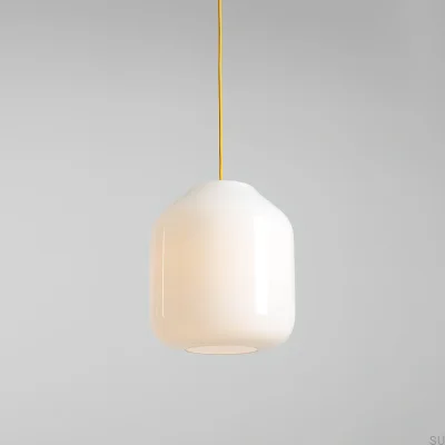 Lampa wisząca Flask L Szklana Mleczna z Żółtym Przewodem