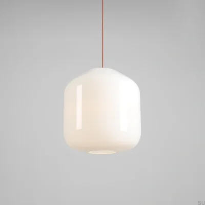 Lampa wisząca Flask XL Szklana Mleczna z Terakotowym Przewodem