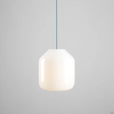 Lampa wisząca Flask L Szklana Mleczna z Szafirowym Przewodem