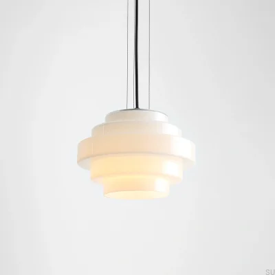 Lampa wisząca Filo Metalowa Czarna z Mlecznym Kloszem (fi 28)