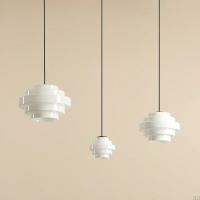 Lampa wisząca Filo 3 Metalowa Czarna z Mlecznymi Kloszami