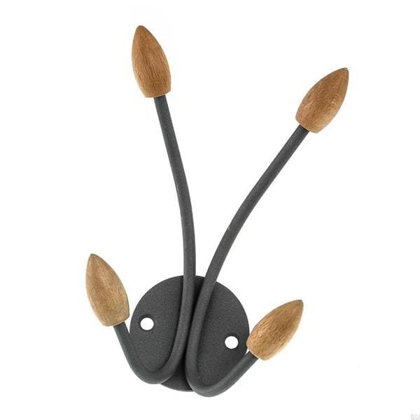 Zdjecie wieszaka 20044 szarego z drewnianymi zakonczeniami