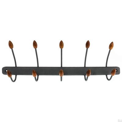 Wieszak ścienny 80044 Szary z drewnianymi zakończeniami