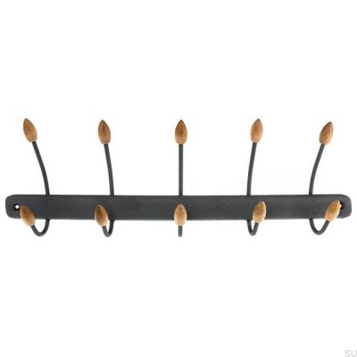 Wieszak ścienny 80044 Szary z drewnianymi dębowymi zakończeniami