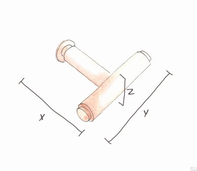 Uchwyt meblowy T-Bar z podkładką Cross Plate 95 Mosiężny Palony Brąz