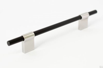 Uchwyt meblowy podłużny Line Mix 128 Metalowy czarny z polerowaną stalą