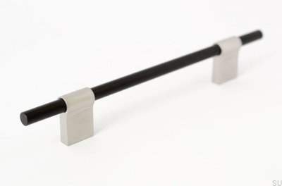 Uchwyt meblowy podłużny Line Mix 128 Metalowy czarny ze szczotkowaną stalą