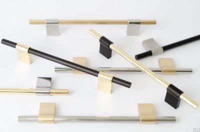 Uchwyt meblowy podłużny Line Mix 128 Metalowy czarny z polerowaną stalą